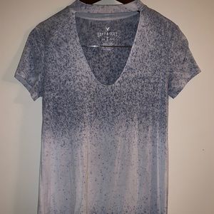 Choker neckline short sleeve shirt